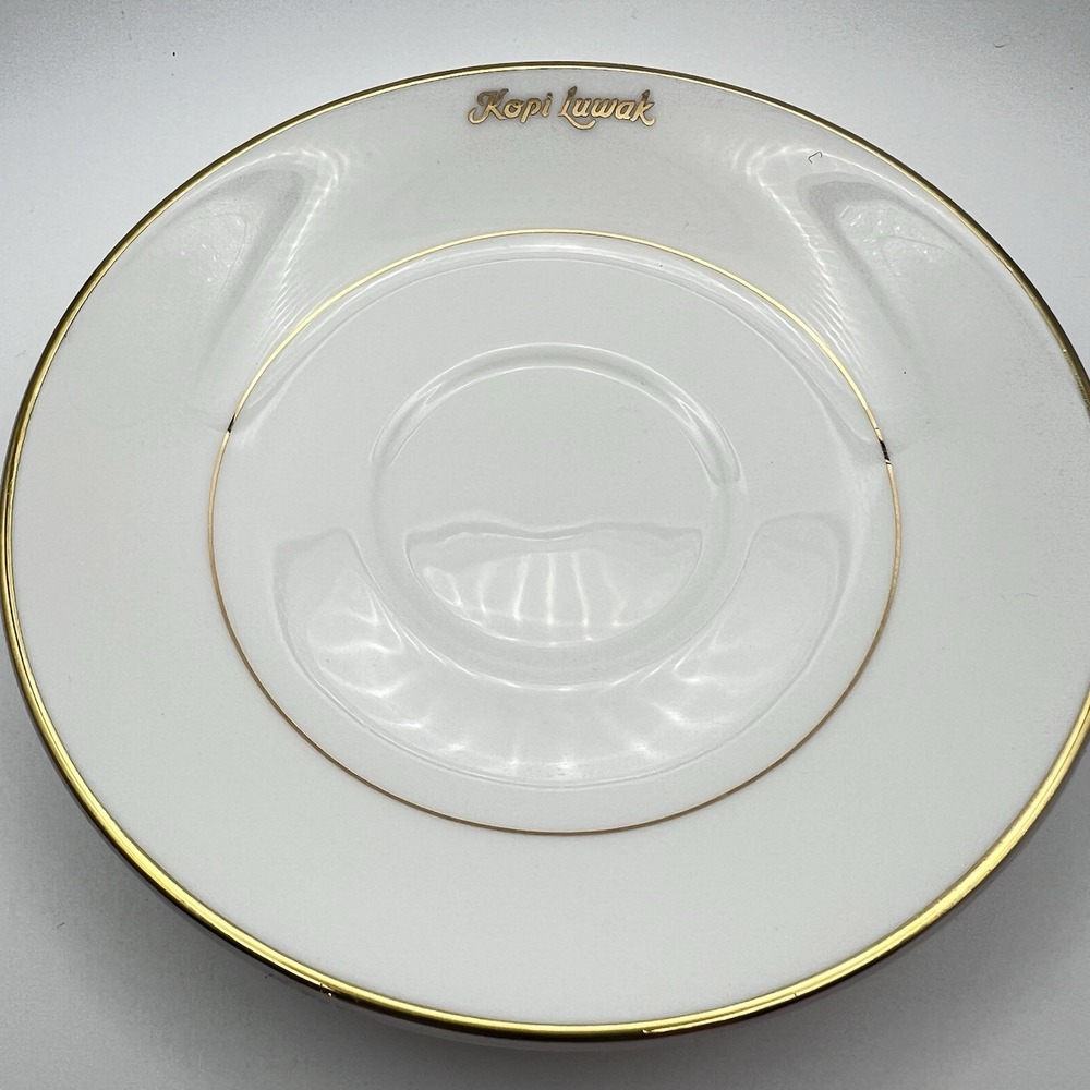 Vintage Hankook Ceramic Kopi Luwak Lidded Coffee Cup Saucer Set Gold Trim Rare - Picture 13 of 16